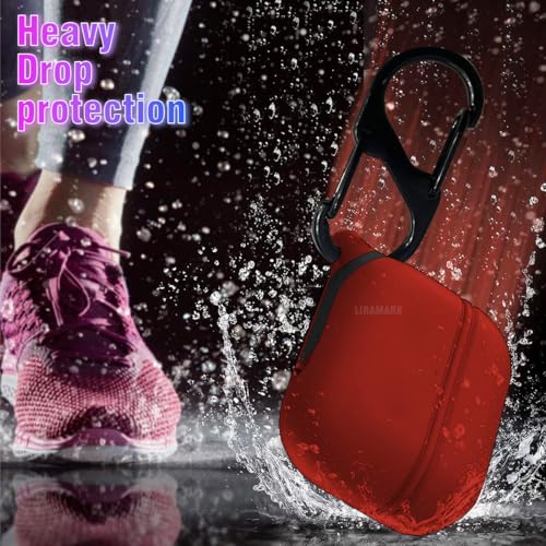 KACA Waterproof Case for AirPods Pro, One-Piece Design, High Drop Protection, Wireless Charging Compatible, with Carabiner - Red - Image 2