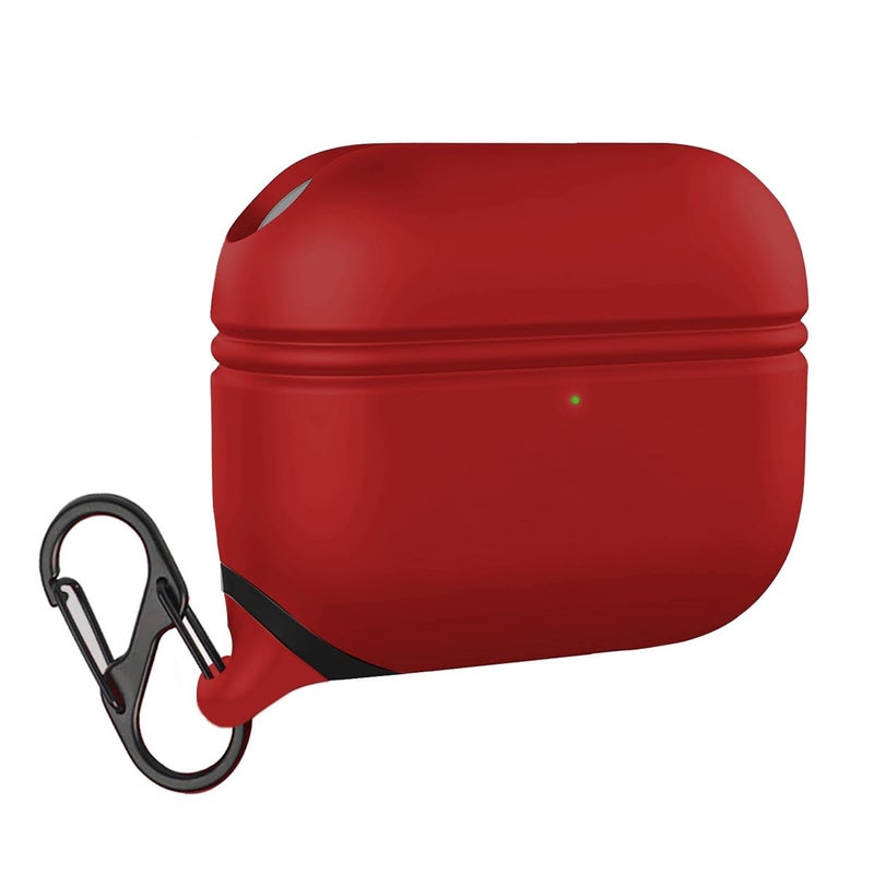 KACA Waterproof Case for AirPods Pro, One-Piece Design, High Drop Protection, Wireless Charging Compatible, with Carabiner - Red - Image 4