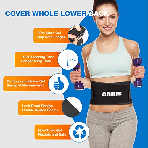ARRIS Gel Ice Pack for Back, ARRIS Back Ice Wrap with Support Belt for Pain Relief, Flexible Hot Cold Therapy Back Brace for Waist, Lower Lumbar, Injuries, Sciatic Nerve… - Image 4
