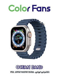Color Fans Apple Watch Ultra Ocean Band 49mm 45mm 44mm 42mm for Men Women, Soft Silicone Sport Band Replacement Strap for Apple Watch Ultra iWatch Series 8 7 SE 6 5 4 3 2 1 Abyss Blue  - Image 1