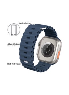 Color Fans Apple Watch Ultra Ocean Band 49mm 45mm 44mm 42mm for Men Women, Soft Silicone Sport Band Replacement Strap for Apple Watch Ultra iWatch Series 8 7 SE 6 5 4 3 2 1 Abyss Blue  - Image 4