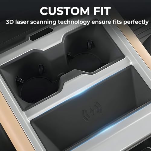 KATORN Cup Holder Insert & Wireless Charging Protective Mat for Land Rover Defender 90/110/130 2026 2025, Interior Accessories Car Cup Holder & Wireless Charger Cover Pad for 2025-2026 Defender, Black - Image 2