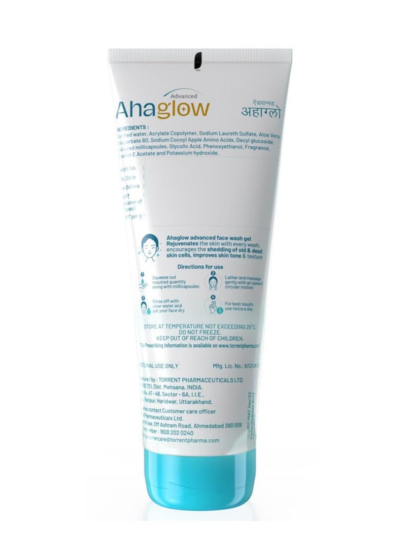 Ahaglow Advanced Face Wash Gel 200g with AHA(1% Glycolic Acid) Glow Bombs| Jojoba & Tea Tree Oil | Allantoin, Vitamin E & Oak bark Extract | No.1 Dermatologist Prescribed - Image 2