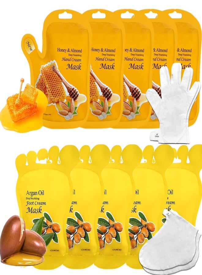 Elitzia Honey Almond Argan Oil Foot Hand Mask 10 Packs Nourishing ETOHAF - Image 1