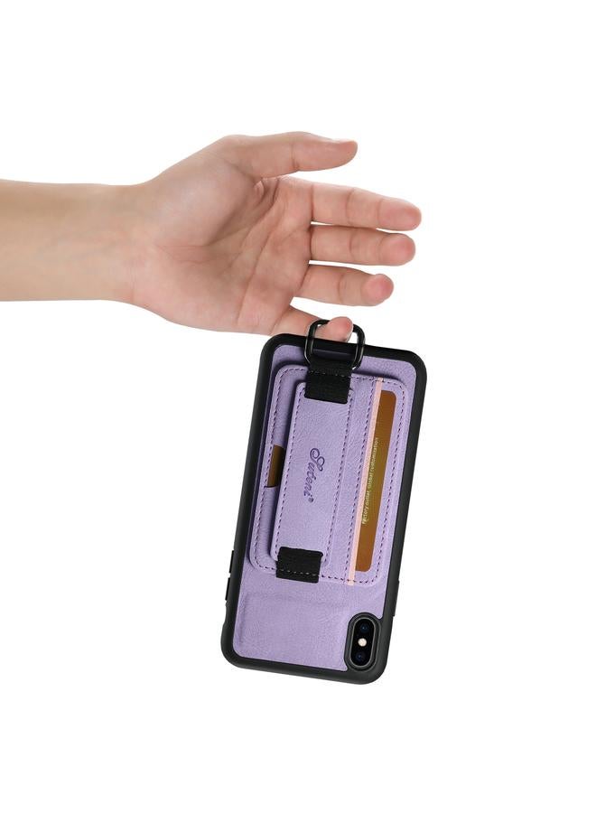 Suteni Case For iPhone X / XS H13 Litchi Leather Wrist Strap Wallet Back Phone Case - Image 4