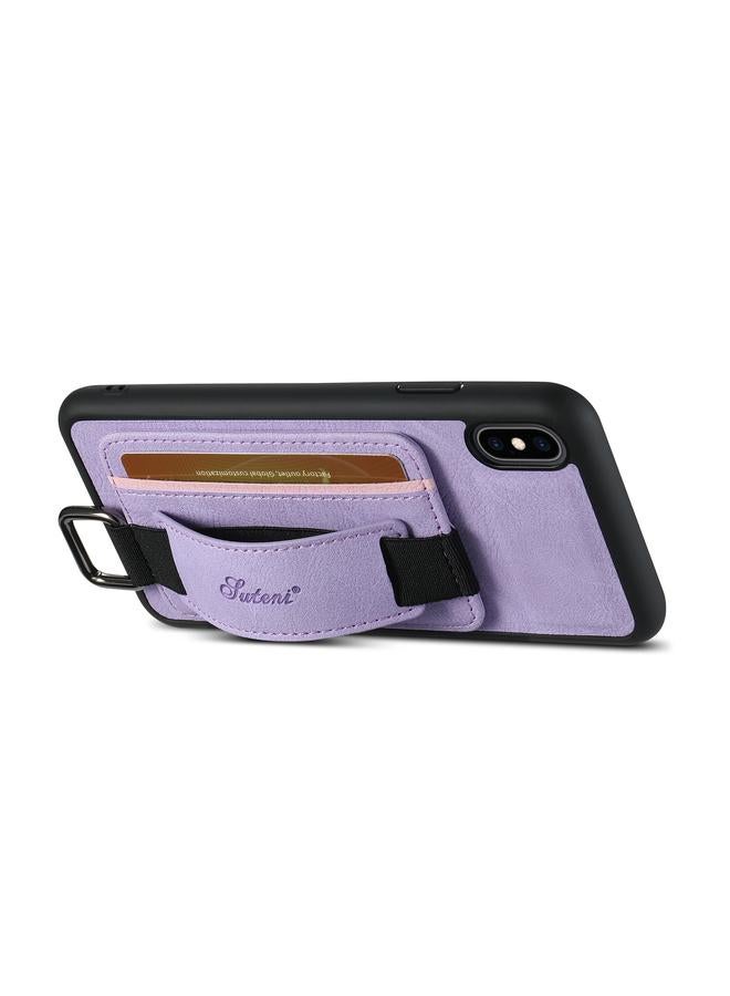 Suteni Case For iPhone X / XS H13 Litchi Leather Wrist Strap Wallet Back Phone Case - Image 2