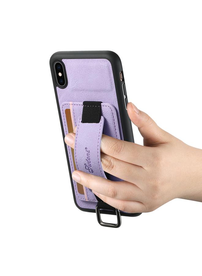 Suteni Case For iPhone X / XS H13 Litchi Leather Wrist Strap Wallet Back Phone Case - Image 3