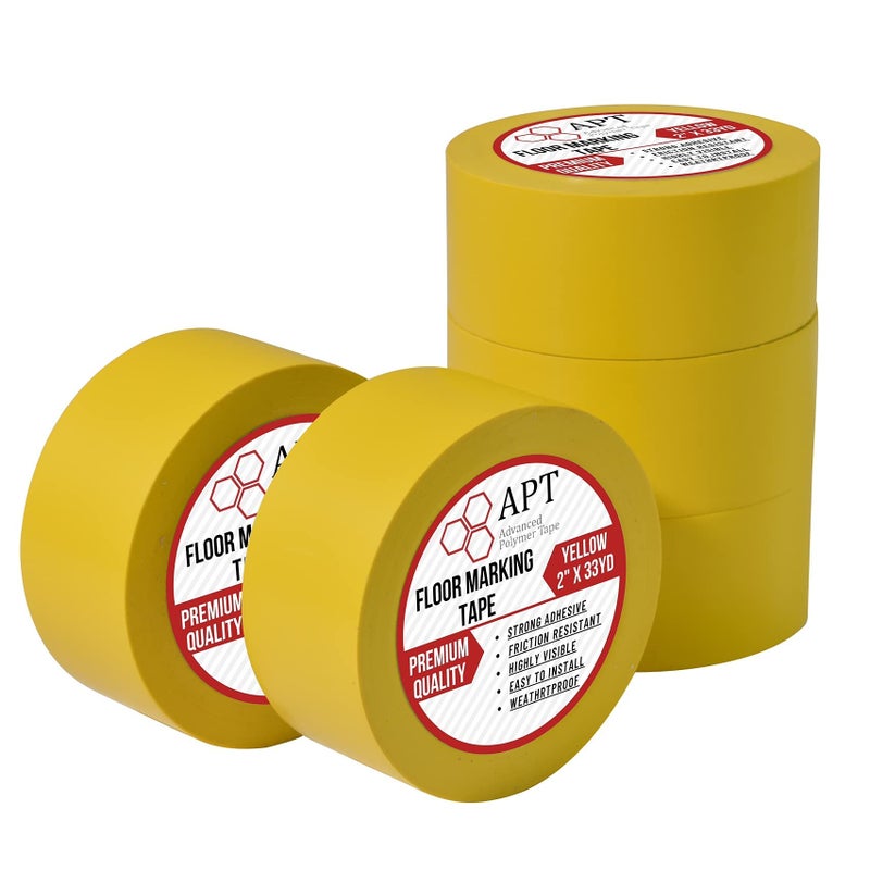 APT Multi Color Marking Tape Premium Safety Marking and Dance Floor Splicing Tape 6 mil Thick Yellow 5 Roll