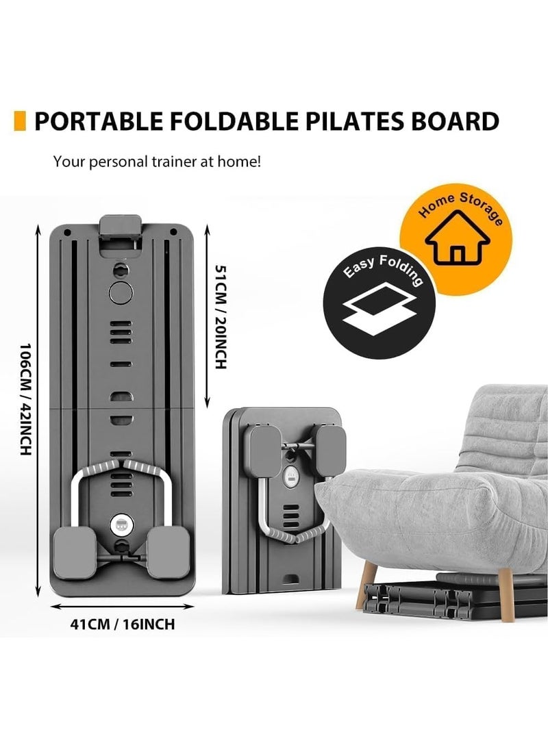 سبورت كيو لوحة بيلاتس متعددة الوظائف SportQ®️ جهاز رياضي منزلي قابل للطي لتمارين البطن والخصر وتقوية الذراعين والساقين لوحة مقاومة كاملة + مقابض + أحزمة شد مناسبة للنساء والرجال وسهلة التخزين - Image 5