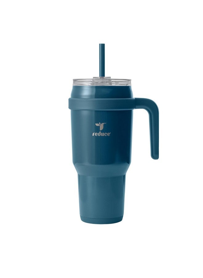 REDUCE 40 oz Stainless Steel Tumbler with Handle - Dual-Wall Vacuum Insulated Travel Mug, Sweat-Proof Lid & Reusable Straw - Keeps Drinks Cold for 24 Hrs, Fits Cupholders, Dishwasher Safe - Dark Web - Image 1