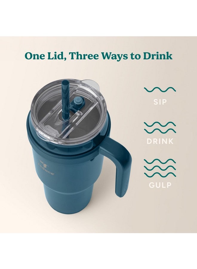 REDUCE 40 oz Stainless Steel Tumbler with Handle - Dual-Wall Vacuum Insulated Travel Mug, Sweat-Proof Lid & Reusable Straw - Keeps Drinks Cold for 24 Hrs, Fits Cupholders, Dishwasher Safe - Dark Web - Image 5