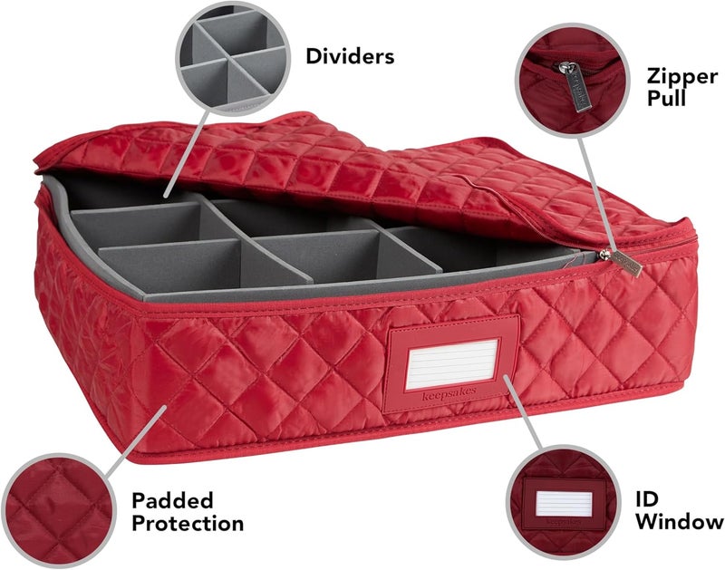 Covermates Keepsakes  Adjustable Glassware Storage  Padded Protection  ID Window  Stain Resistant  Machine Washable  China Storage Red - Image 4