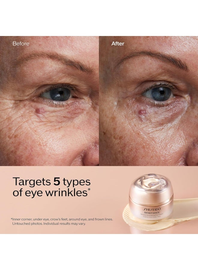 Shiseido Benefiance Wrinkle Smoothing Eye Cream - 15 mL - Visibly Improves Five Types of Eye Wrinkles, Dark Circles & Puffiness - 48-HR Hydration - All Skin Types - Non-Comedogenic - Image 5