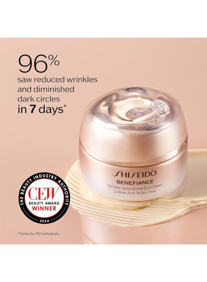 Shiseido Benefiance Wrinkle Smoothing Eye Cream - 15 mL - Visibly Improves Five Types of Eye Wrinkles, Dark Circles & Puffiness - 48-HR Hydration - All Skin Types - Non-Comedogenic - Image 3