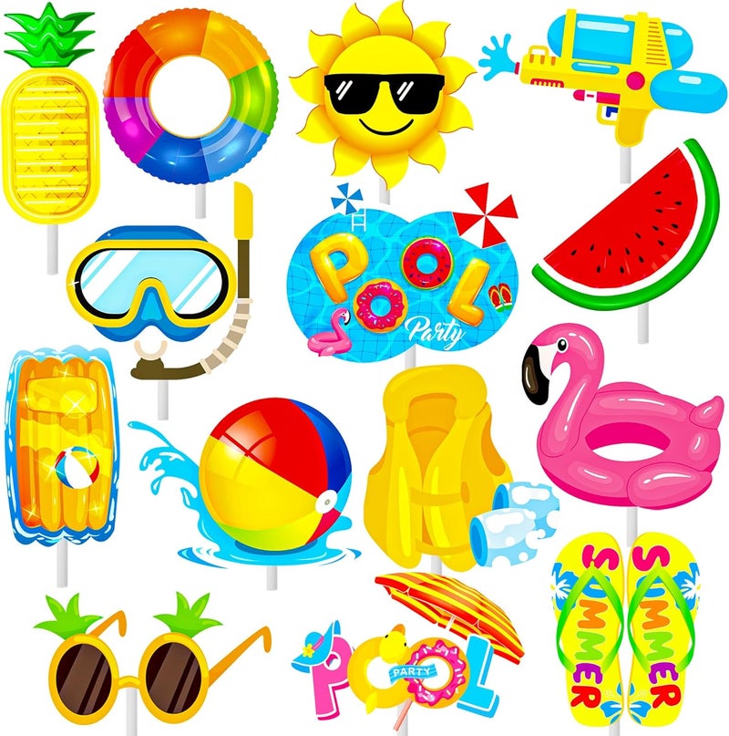 umoni 36pcs Summer Pool Party Cupcake Toppers Decorations for Birthday and Baby Shower - Image 1