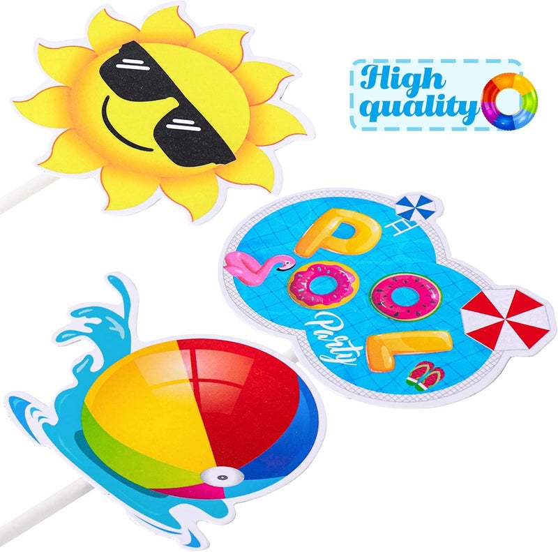 umoni 36pcs Summer Pool Party Cupcake Toppers Decorations for Birthday and Baby Shower - Image 5