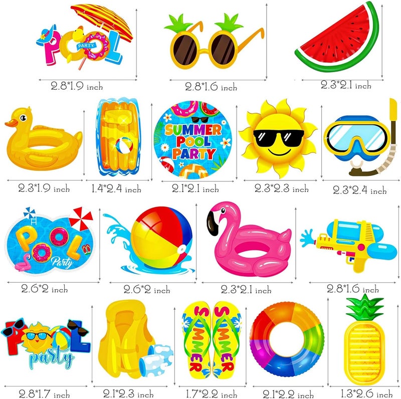umoni 36pcs Summer Pool Party Cupcake Toppers Decorations for Birthday and Baby Shower - Image 3