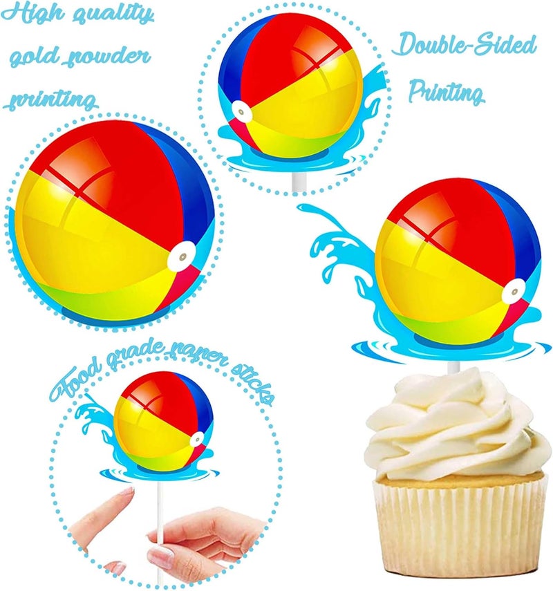 umoni 36pcs Summer Pool Party Cupcake Toppers Decorations for Birthday and Baby Shower - Image 4