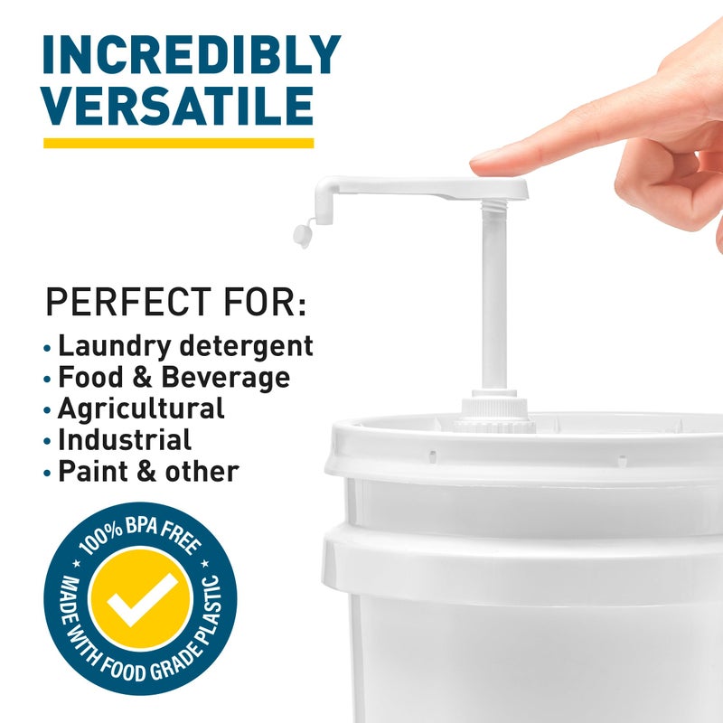 shopperals Heavy-Duty 5-Gallon Bucket Pump Dispenser â€“ Compatible with Oil, Laundry Soap, Detergent, Fabric Softener, Degreasers, and More. Includes a Leak-Proof Cap, Making it Ideal for Commercial and Household - Image 3