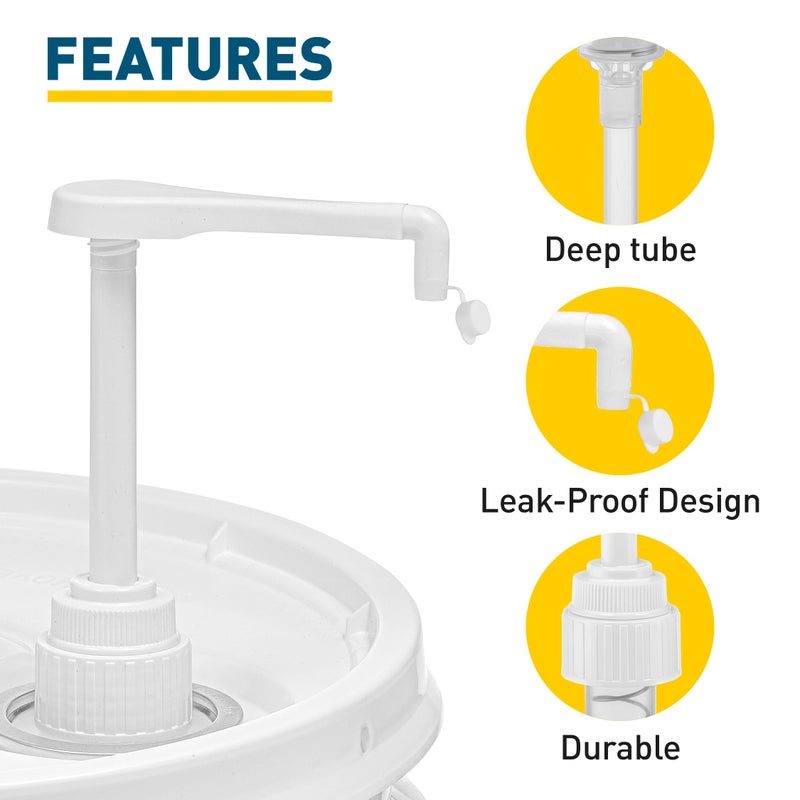 shopperals Heavy-Duty 5-Gallon Bucket Pump Dispenser â€“ Compatible with Oil, Laundry Soap, Detergent, Fabric Softener, Degreasers, and More. Includes a Leak-Proof Cap, Making it Ideal for Commercial and Household - Image 4