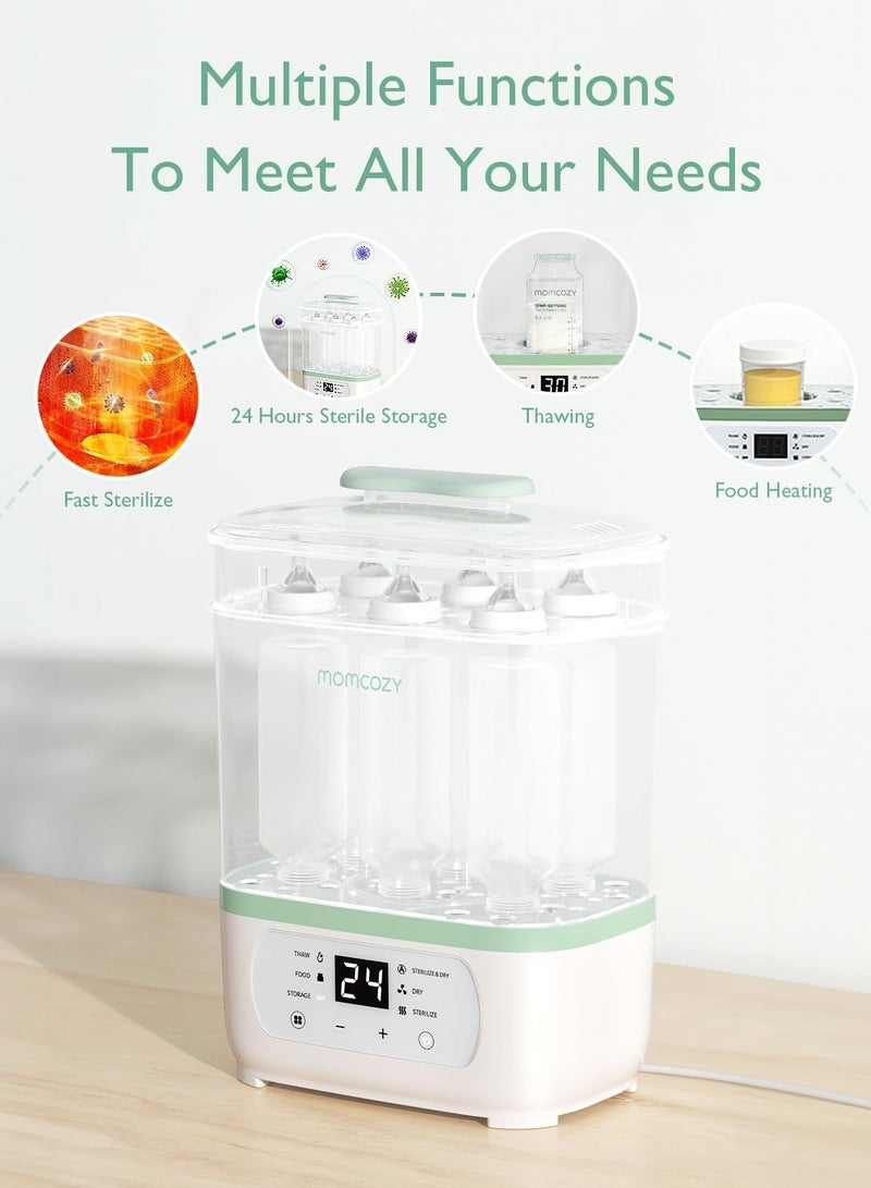 Momcozy معقم ومجفف زجاجات الأطفال بالبخار الكهربائي، متعدد الوظائف 8 في 1، مناسب لزجاجات الأطفال، ملحقات مضخة الثدي وأغراض الأطفال - Image 2
