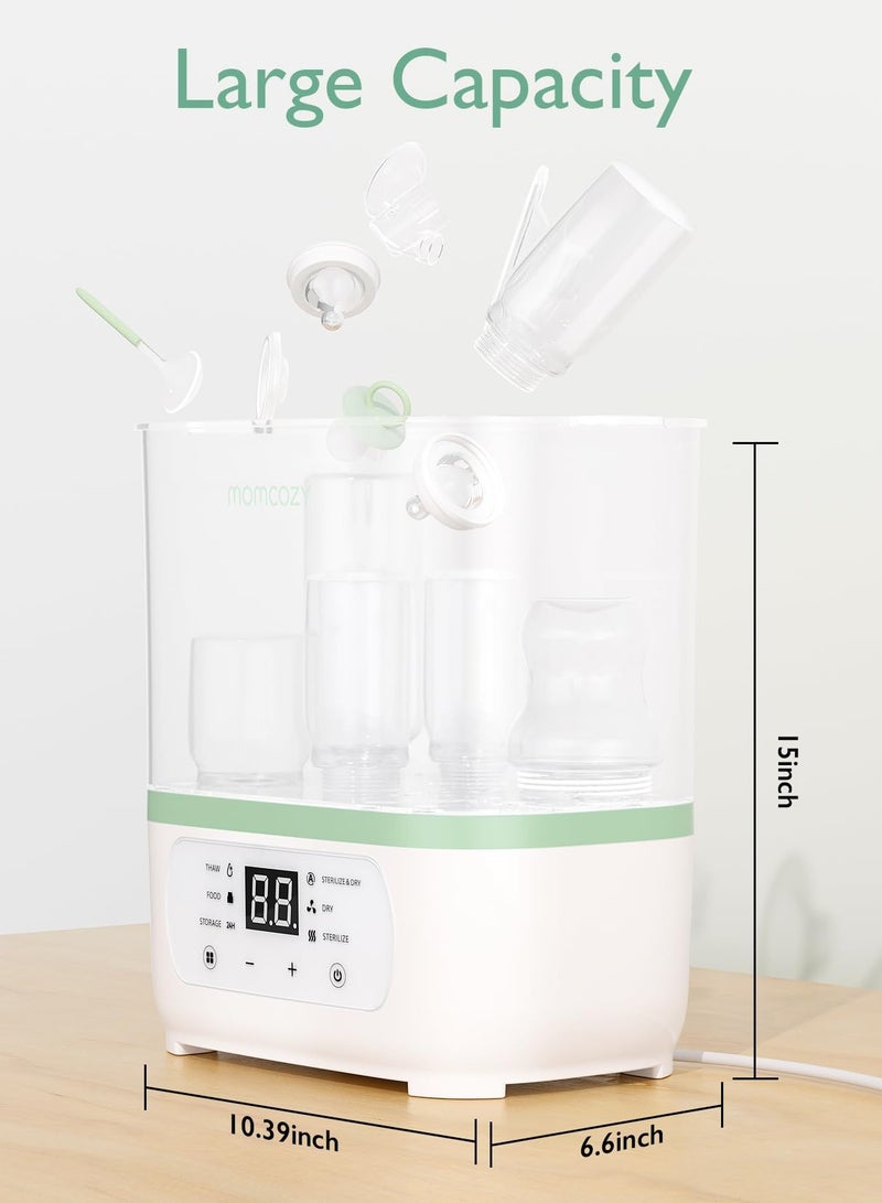 Momcozy معقم ومجفف زجاجات الأطفال بالبخار الكهربائي، متعدد الوظائف 8 في 1، مناسب لزجاجات الأطفال، ملحقات مضخة الثدي وأغراض الأطفال - Image 3