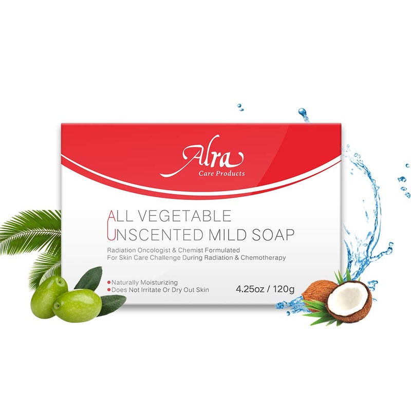 Alra All Vegetable Unscented Mild Soap Cleanses Skin During and Post Cancer Chemotherapy and Radiation Treatment Soothing for Eczema Psoriasis Dermatitis Natural Fragrance Free Red1 - Image 1