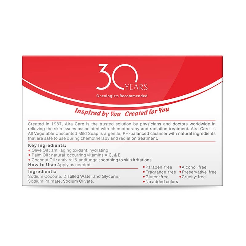 Alra All Vegetable Unscented Mild Soap Cleanses Skin During and Post Cancer Chemotherapy and Radiation Treatment Soothing for Eczema Psoriasis Dermatitis Natural Fragrance Free Red1 - Image 4