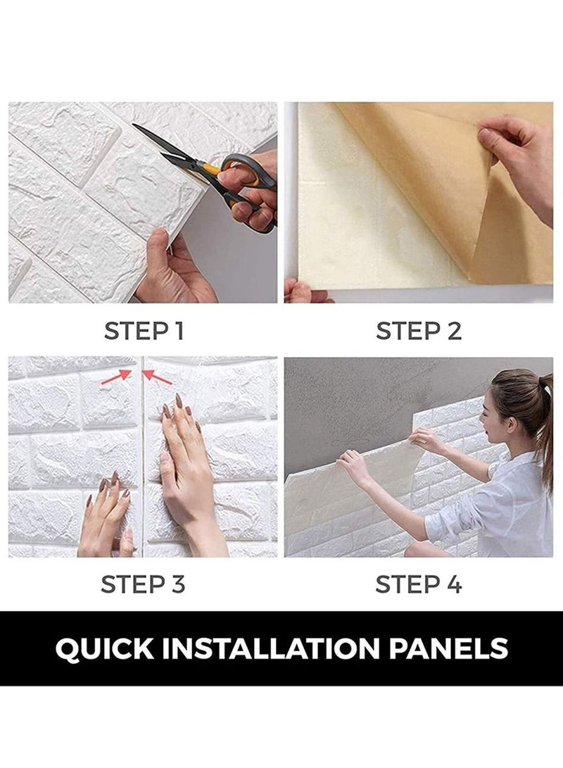 LINGWEI 70PCS Brick Wall Stickers 3D Wall Sticker Self Adhesive Wall Panels Waterproof PE Foam White Wallpaper For Living Room TV Wall and Home Decor - Image 3