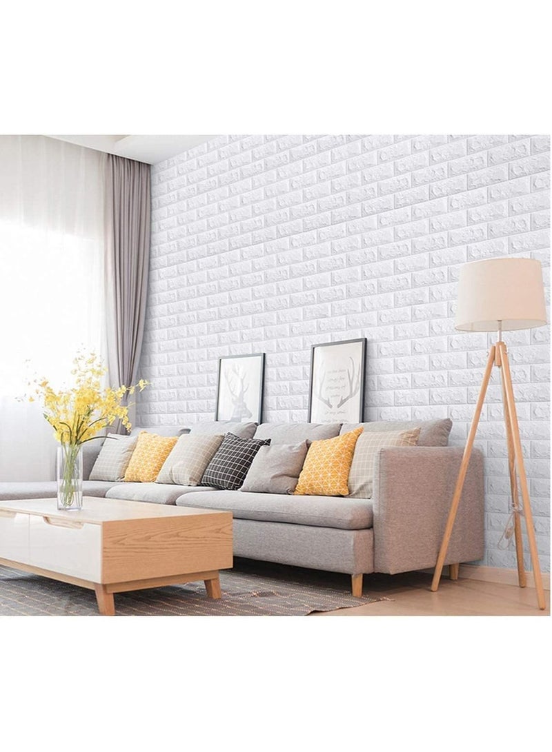 LINGWEI 70PCS Brick Wall Stickers 3D Wall Sticker Self Adhesive Wall Panels Waterproof PE Foam White Wallpaper For Living Room TV Wall and Home Decor - Image 5