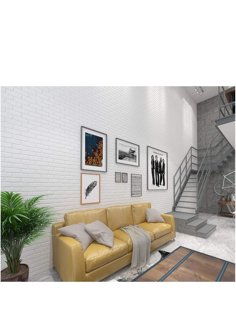 LINGWEI 70PCS Brick Wall Stickers 3D Wall Sticker Self Adhesive Wall Panels Waterproof PE Foam White Wallpaper For Living Room TV Wall and Home Decor - Image 4