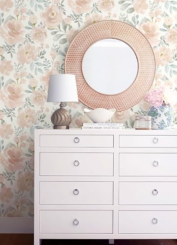 Micpolo Peel and Stick Wallpaper Floral Pink Wall Paper Modern Contact Paper Removable Wallpaper SelfAdhesive for Bathroom Bedroom Kitchen Wall Decor 173 x 394 - Image 3