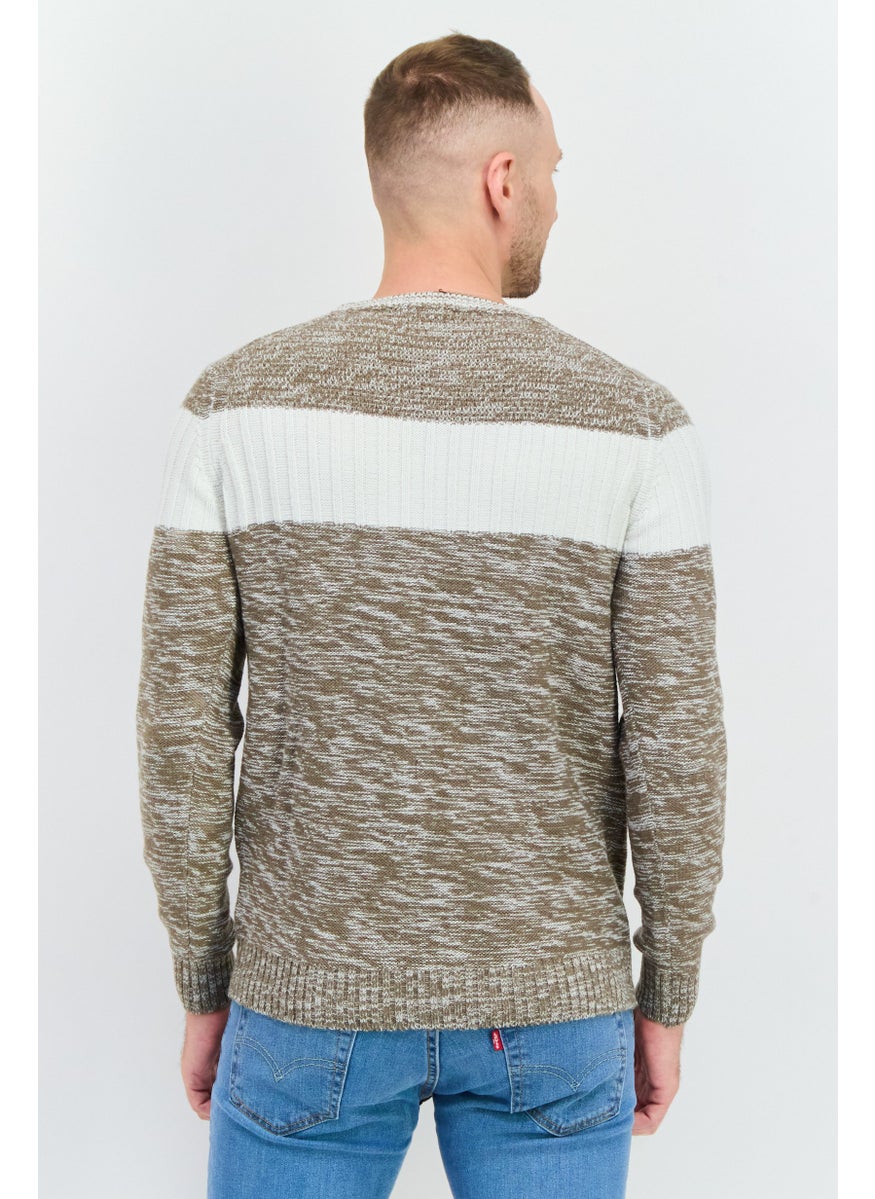 Sorbino Men Crew Neck Knitted Sweater, Light Heather Brown  - Image 3