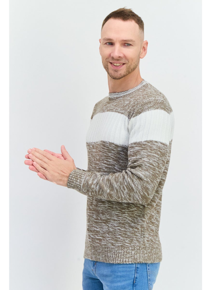 Sorbino Men Crew Neck Knitted Sweater, Light Heather Brown  - Image 2