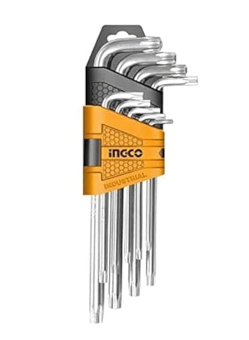 INGCO English: INGCO Torx Key Set HHK13091 – 9-Piece Long Arm Star Wrench Set (T10–T50) - Image 1