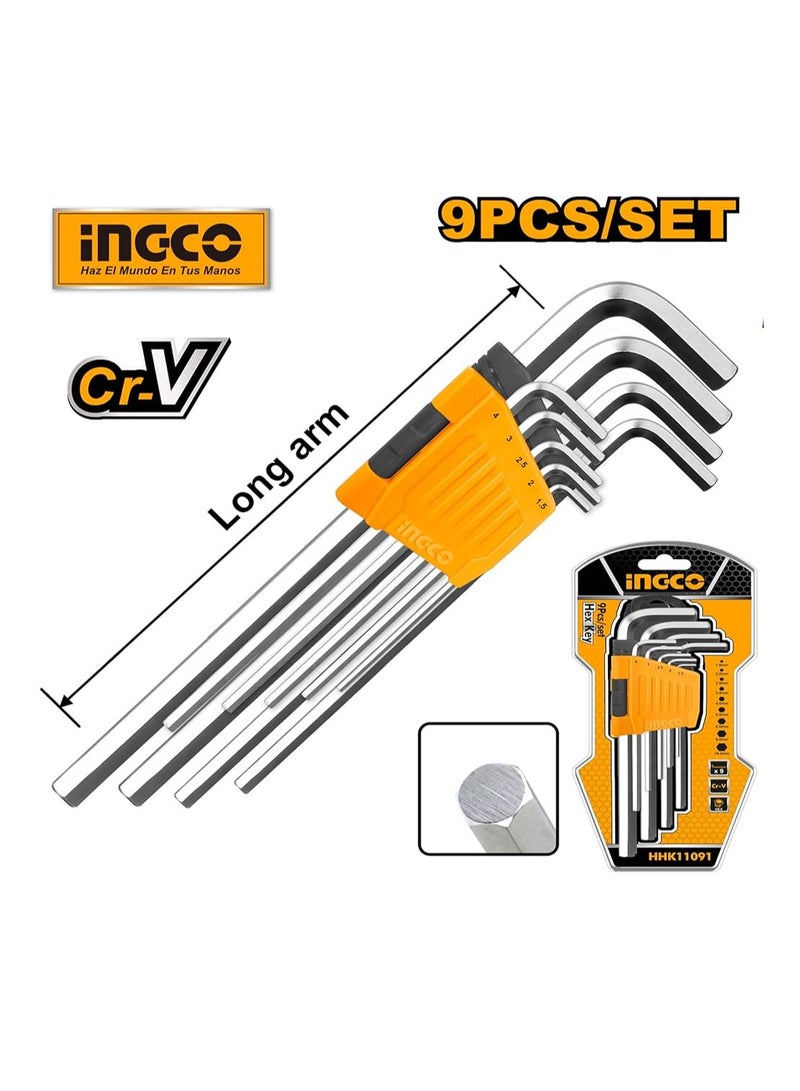 INGCO English: INGCO Torx Key Set HHK13091 – 9-Piece Long Arm Star Wrench Set (T10–T50) - Image 2