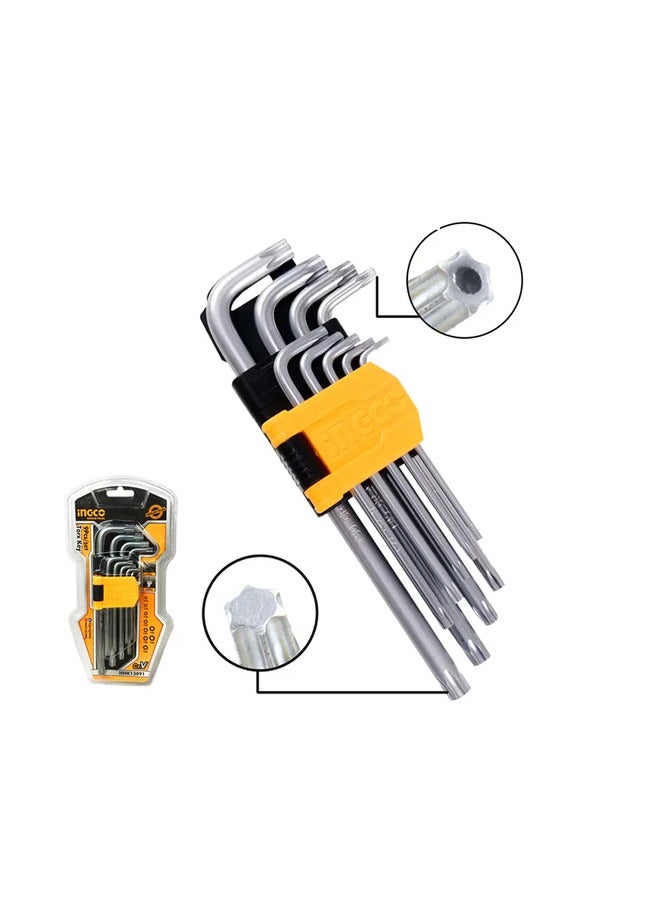 INGCO English: INGCO Torx Key Set HHK13091 – 9-Piece Long Arm Star Wrench Set (T10–T50) - Image 4