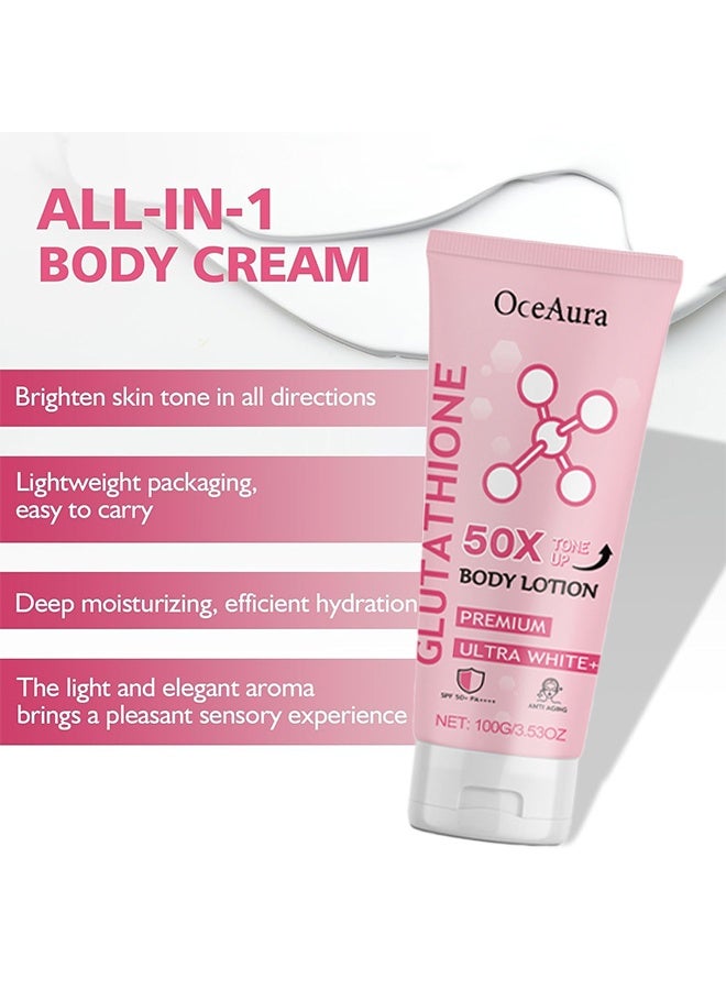 OceAura Glutathione 50x Tone Up Body Lotion, Moisturizing and Soft Skin All  Over Body Scented Body Lotion 100g | Best Price Bahrain