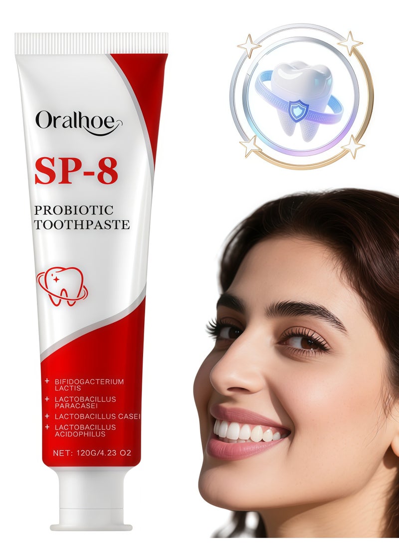 أورالحوي SP -8 معجون الأسنان بروبيوتيك لإزالة البقع ، رعاية التنظيف العميق ، التنفس الطازج ، تعزيز المينا والتبييض - 120 جم (4.23 أوقية) - Image 1