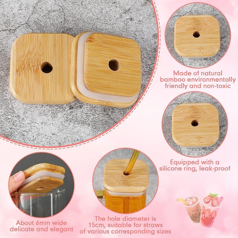 PrimeWorld PrimeWorld Sipper Colored Handle with Wooden lid Square Shape 350 ml Set of 1 Pc Drinking Glasses Sipper Fruit Juice Soda Milk Green Tea Mug Beer Shake Chocolate Stylish Glasses  - Image 5