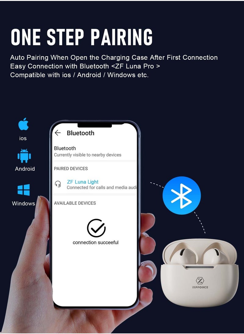 ZIPFORCE - ZIPFORCE True Wireless Earbuds, in-Ear Bluetooth 5.3 Headphones, Bluetooth Earbuds Touch Control 30 Playtime, IPX5 Waterproof TWS, Light-Weight Earphones - Image 1