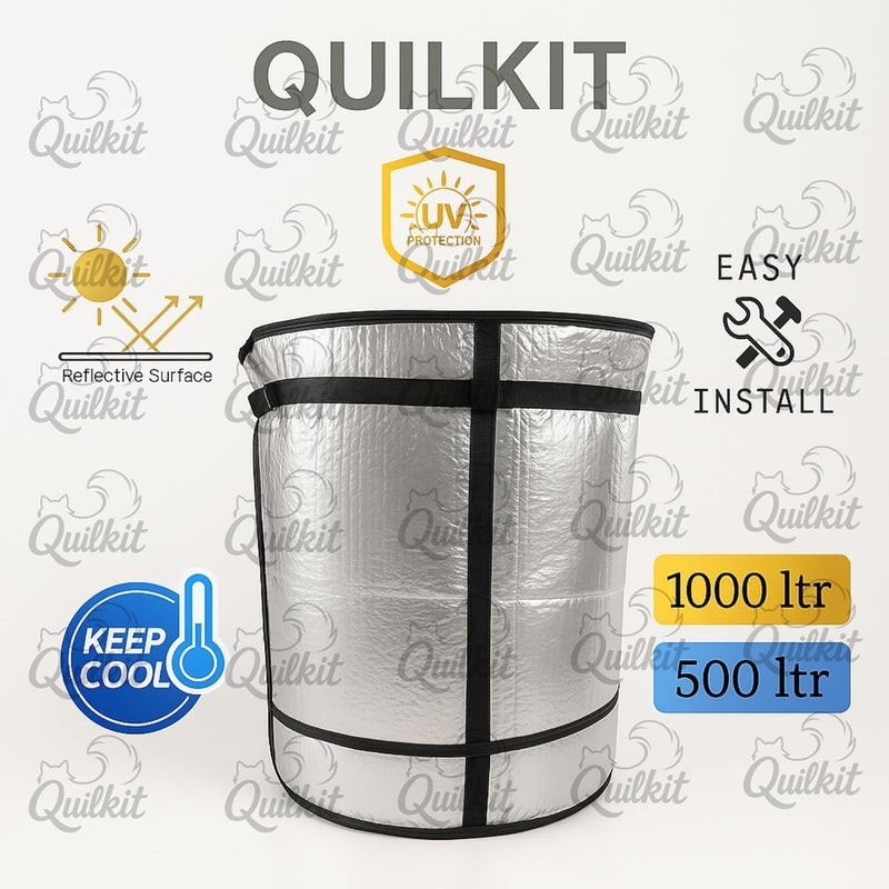 Quilkit غطاء خزان مياه فضي سعة 1000 لتر | غطاء واقي ثلاثي الطبقات | مقاوم للحرارة والبرودة والطحالب | مناسب للخزانات الفولاذية والبلاستيكية - Image 2