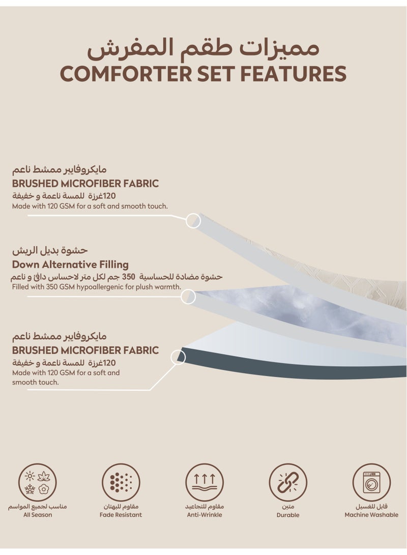 Donetella Bedding Comforter Set Single Size, 4-Pcs Bed Set Fits 140X200 Cms -Tufted Embroidery Set-All Season- 350 GSM Brushed Microfiber (طقم مفرش سرير فندقي)  - Image 4