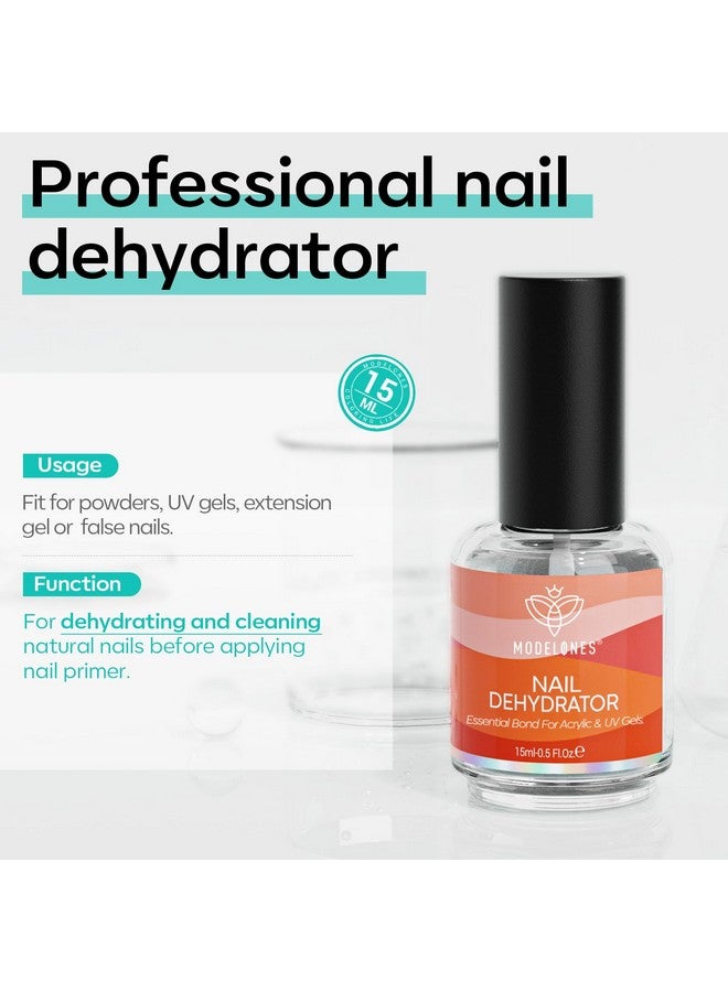 modelones Top Coat Nail Dehydrator, 15 ml Acid Free Nail Prep Dehydrator for Acrylic Nails and Gel Nail Polish, Hema-Free Primer Bonder - Image 2