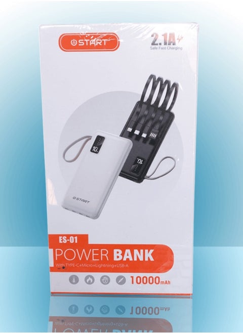 High Capacity Power Bank 10000mAh with 3 Built-in Cable Compatible with All Phones