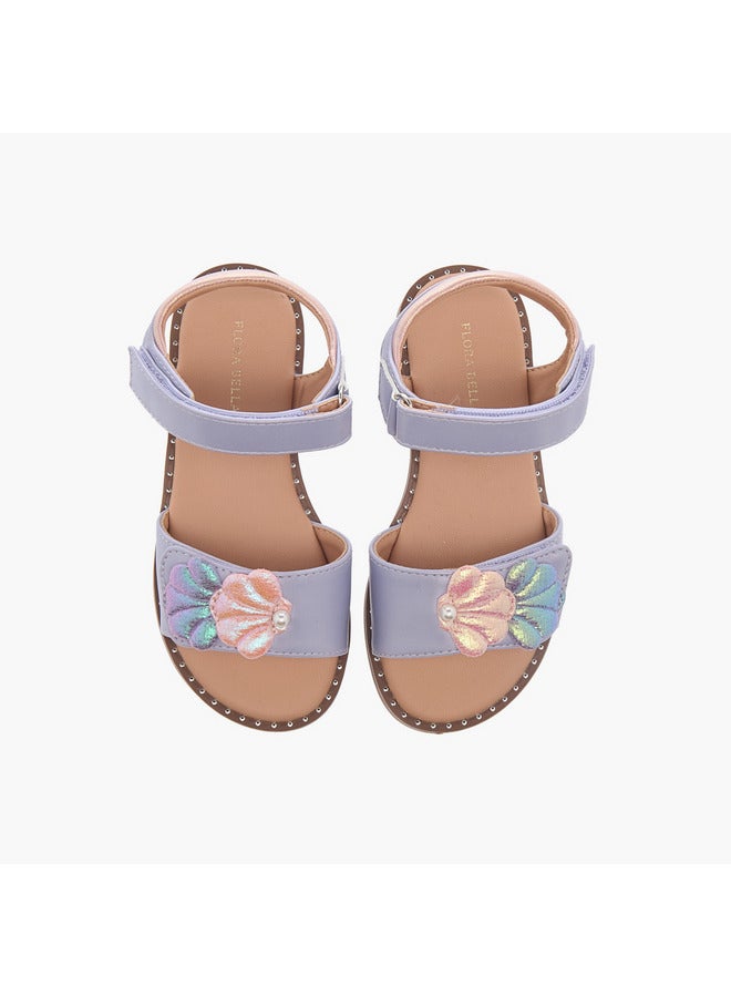 Flora Bella By Shoexpress Girls Seashell Applique Sandals with Hook and Loop Closure  - Image 1