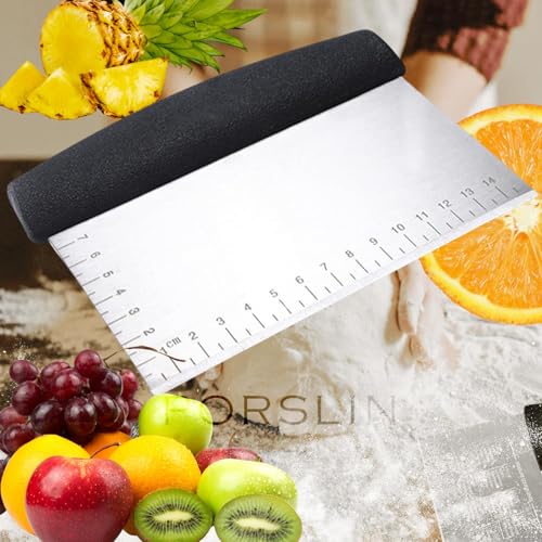 Porslin by Philips Multi-Purpose Dough Scraper & Cutter, Stainless Steel Bench Scraper for Baking, Pastry, Bread, Cake Icing, Dosa, Vegetables - Ergonomic Handle, Durable, Dishwasher Safe - Image 1