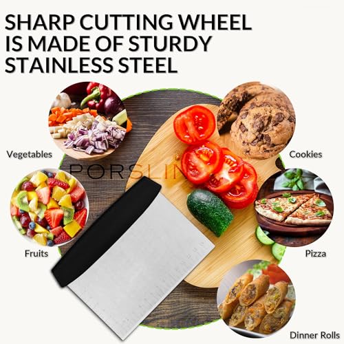 Porslin by Philips Multi-Purpose Dough Scraper & Cutter, Stainless Steel Bench Scraper for Baking, Pastry, Bread, Cake Icing, Dosa, Vegetables - Ergonomic Handle, Durable, Dishwasher Safe - Image 2
