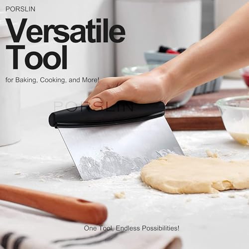 Porslin by Philips Multi-Purpose Dough Scraper & Cutter, Stainless Steel Bench Scraper for Baking, Pastry, Bread, Cake Icing, Dosa, Vegetables - Ergonomic Handle, Durable, Dishwasher Safe - Image 5