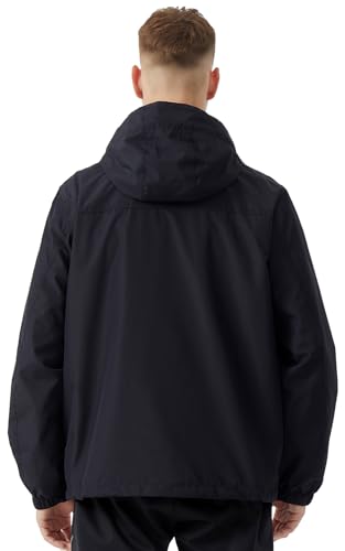 EIGIOO Men's Lightweight Hooded Jacket Waterproof Windbreaker Raincoat Shell Jacket for Outdoor Hiking Traval Black L - Image 2